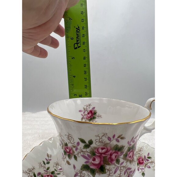 Royal Albert Lavender Rose Tea Cup Saucer Bone China Pink Green Floral Fluted - Picture 12 of 12